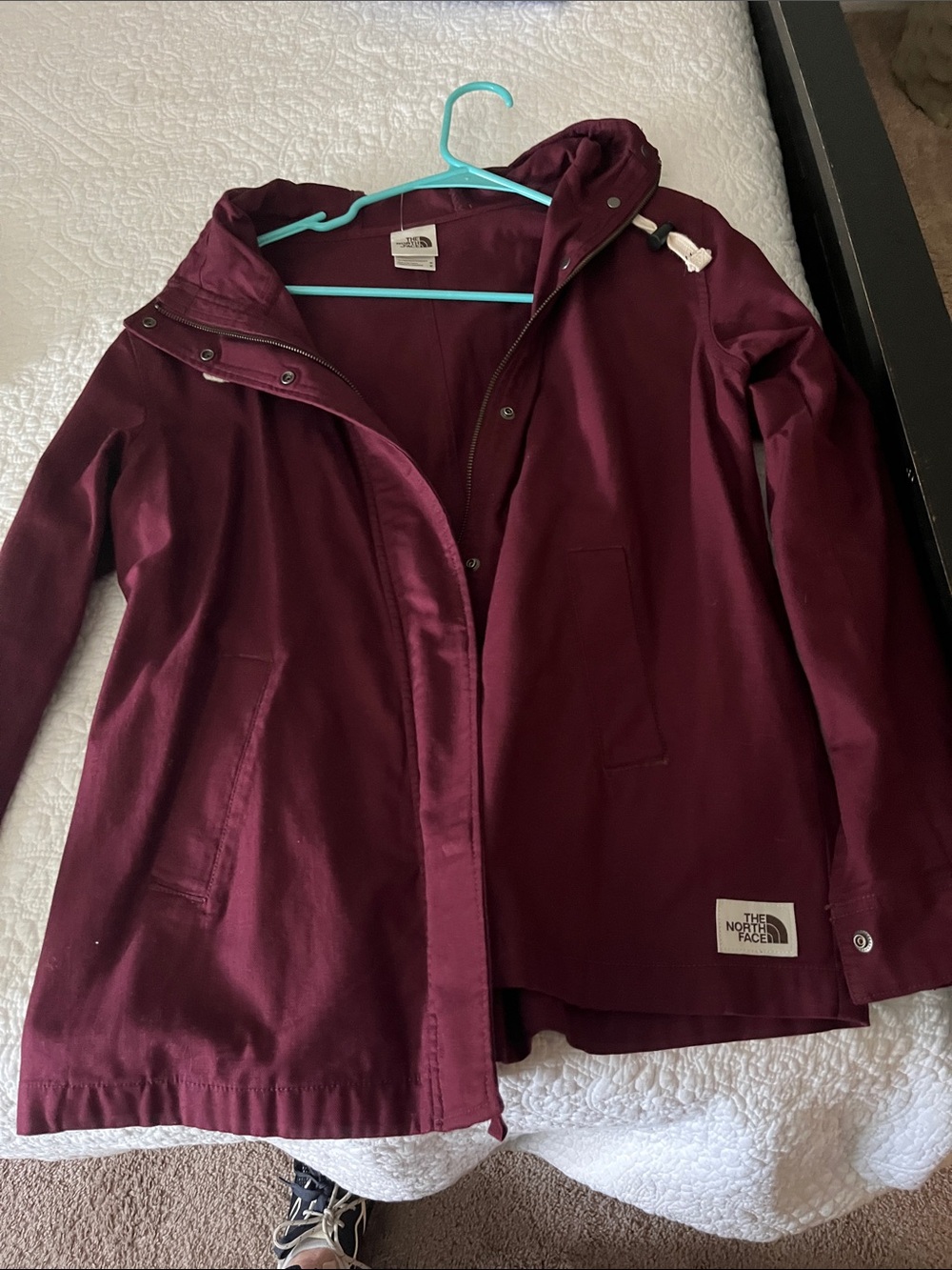 The North Face Burgundy Hooded Cotton Jacket